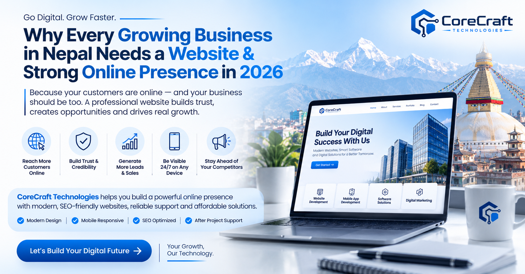 Why Every Growing Business in Nepal Needs a Website & Strong Online Presence in 2026 -corecraft technologies Nepal